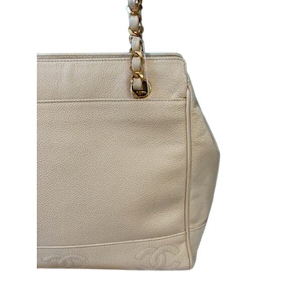 CHANEL Triple CC Caviar Tote*Beige*Hologram*ENTRUPY COA - Picture 7 of 15